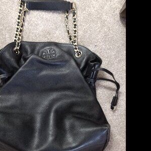 Tory Burch Marion Slouchy Tote Black Leather Chain Shoulder Bag